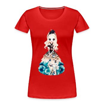 Alisa 1 - T-shirt bio Premium Femme - rouge - Devant - Mia (176cm)
