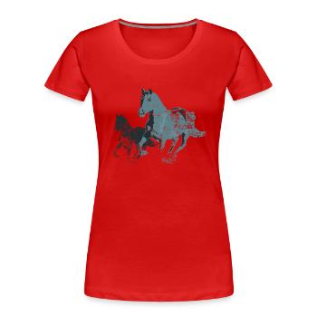 chevaux chevaux - T-shirt bio Premium Femme - rouge - Devant - Mia (176cm)
