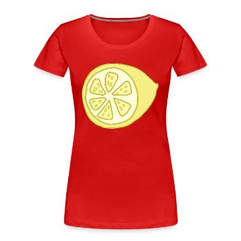 Citron coupé en deux - T-shirt bio Premium Femme - rouge - Devant - Mia (176cm)