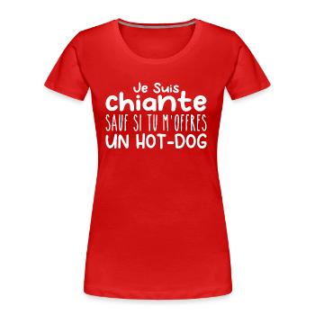 Frau, die es liebt: Hot Dog. Lustiger Design-Humor - Frauen Premium Bio T-Shirt - Rot - Vorne - Mia (176cm)