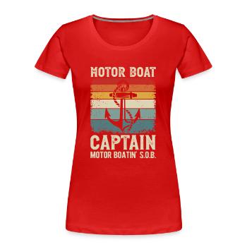 Motorboot Kapitän Anker Motorboot fahren - Frauen Premium Bio T-Shirt - Rot - Vorne - Mia (176cm)