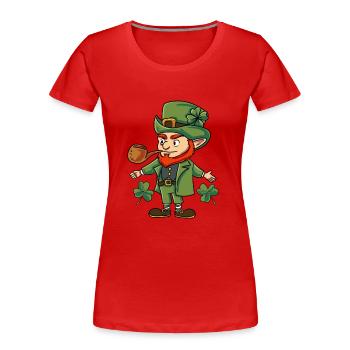 Leprechaun Kobold Irland - Frauen Premium Bio T-Shirt - Rot - Vorne - Mia (176cm)