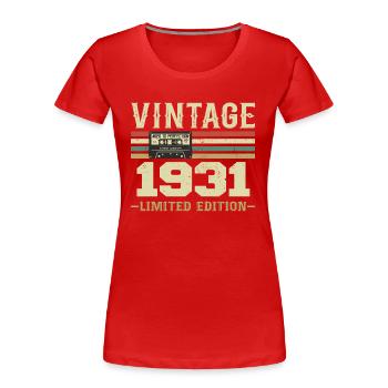 Vintage 1931 Rétro Cadeau D’anniversaire 1931 - T-shirt bio Premium Femme - rouge - Devant - Mia (176cm)