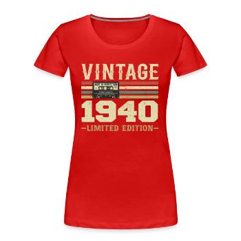 Vintage 1940's Retro 1940's Birthday Gift - Women's Premium Organic T-Shirt - red - Front - Mia (176cm)