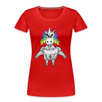 Muskel Einhorn - Frauen Premium Bio T-Shirt - Rot - Vorne - Mia (176cm)
