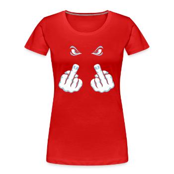 The Finger (Fuck Off / Fuck You) - Women's Premium Organic T-Shirt - red - Front - Mia (176cm)
