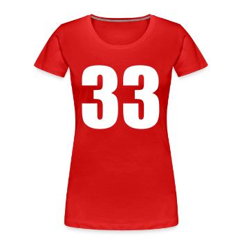 33 - Frauen Premium Bio T-Shirt - Rot - Vorne - Mia (176cm)