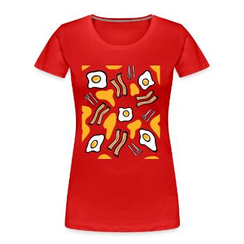 Frühstück Design aus Spiegeleiern und Speck - Frauen Premium Bio T-Shirt - Rot - Vorne - Mia (176cm)