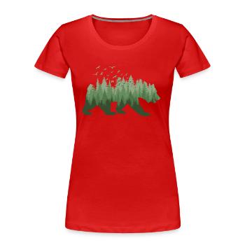 Forêt, Grizzly, Ours, Silhouette, Arbres, Nature sauvage, Nature - T-shirt bio Premium Femme - rouge - Devant - Mia (176cm)