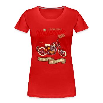 RÉTRO POWER MOTO CAFERACER BIKER RIDER MOTIF - T-shirt bio Premium Femme - rouge - Devant - Mia (176cm)