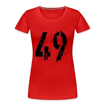 49 Nombre 49 - T-shirt bio Premium Femme - rouge - Devant - Mia (176cm)