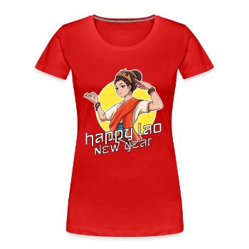 Laos Laote Lao Lao Cadeau du Nouvel An I - T-shirt bio Premium Femme - rouge - Devant - Mia (176cm)