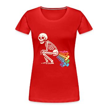 Skeleton Farting Rainbows LGBTQ Gay Lesbian Queer - Women's Premium Organic T-Shirt - red - Front - Mia (176cm)