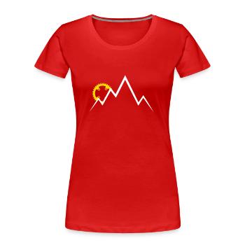 Mountain Bike Sonnenaufgang Berge Geschenk Sport - Frauen Premium Bio T-Shirt - Rot - Vorne - Mia (176cm)