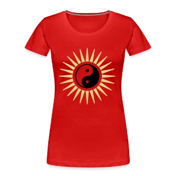 Yin Yang Symbol - Women's Premium Organic T-Shirt - red - Front - Mia (176cm)