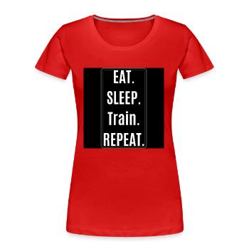 Sticker Training - Frauen Premium Bio T-Shirt - Rot - Vorne - Mia (176cm)