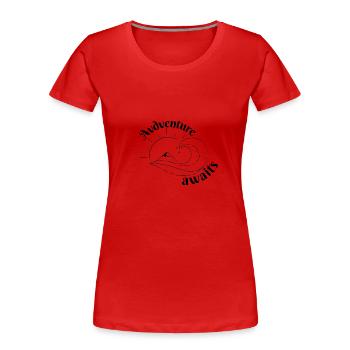 Adventure Awaits - Frauen Premium Bio T-Shirt - Rot - Vorne - Mia (176cm)