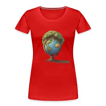 Conservation de la nature - Notre monde et les arbres (Climat) - T-shirt bio Premium Femme - rouge - Devant - Mia (176cm)