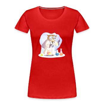 Clever Owl Scientist : Expériences à Weish - T-shirt bio Premium Femme - rouge - Devant - Mia (176cm)