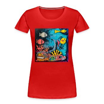 Fisch - Frauen Premium Bio T-Shirt - Rot - Vorne - Mia (176cm)