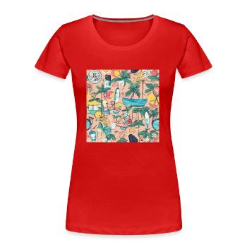 Sommer gute Laune Design - Frauen Premium Bio T-Shirt - Rot - Vorne - Mia (176cm)
