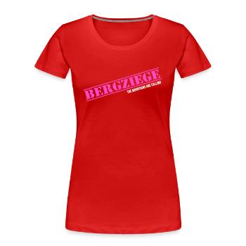Randonnée en montagne Escalade Escalade Escalade de chèvres de montagne alpines - T-shirt bio Premium Femme - rouge - Devant - Mia (176cm)