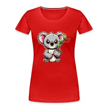 Koala mit Eukalyptus - Frauen Premium Bio T-Shirt - Rot - Vorne - Mia (176cm)