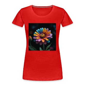 Bunte Blume - Frauen Premium Bio T-Shirt - Rot - Vorne - Mia (176cm)