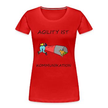 Agility ist - Kommunikation - Frauen Premium Bio T-Shirt - Rot - Vorne - Mia (176cm)