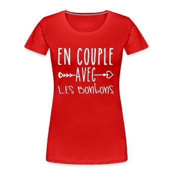 En Couple avec Bonbons, cadeau Fans de Bonbons - T-shirt bio Premium Femme - rouge - Devant - Mia (176cm)