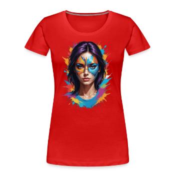 « Mascarade colorée : le style rencontre la protection » - T-shirt bio Premium Femme - rouge - Devant - Mia (176cm)