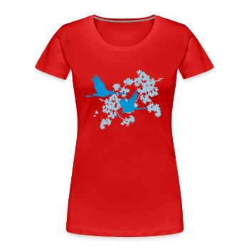Flora und Fauna - 2 Kraniche - Frauen Premium Bio T-Shirt - Rot - Vorne - Mia (176cm)