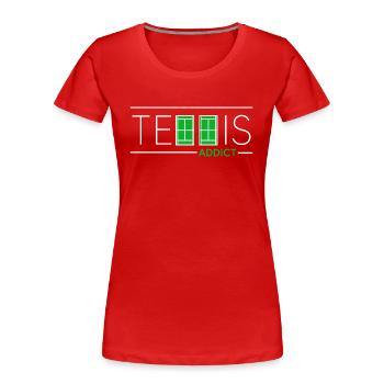 Tennis Match Ball Tennis Court « Tennis-ADDICT » - T-shirt bio Premium Femme - rouge - Devant - Mia (176cm)
