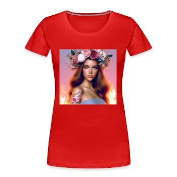 Schön. - Frauen Premium Bio T-Shirt - Rot - Vorne - Mia (176cm)