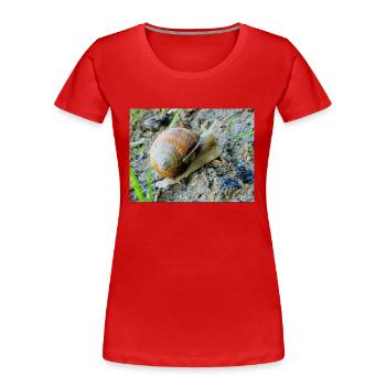 Lentement - T-shirt bio Premium Femme - rouge - Devant - Mia (176cm)