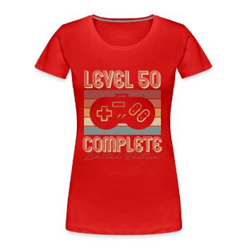 50e anniversaire 50e anniversaire Cadeau rétro - T-shirt bio Premium Femme - rouge - Devant - Mia (176cm)
