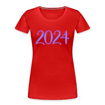2024. JAHR - Frauen Premium Bio T-Shirt - Rot - Vorne - Mia (176cm)