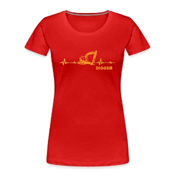Conducteur d’excavatrice Pelletger-Memes Excavatrice Excavatrice - T-shirt bio Premium Femme - rouge - Devant - Mia (176cm)