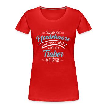 Traber Pferde Shirt-Glitzer - Frauen Premium Bio T-Shirt - Rot - Vorne - Mia (176cm)