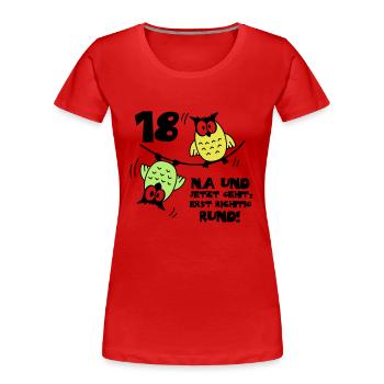 18 birthday, owls on the rope, round - Women's Premium Organic T-Shirt - red - Front - Mia (176cm)