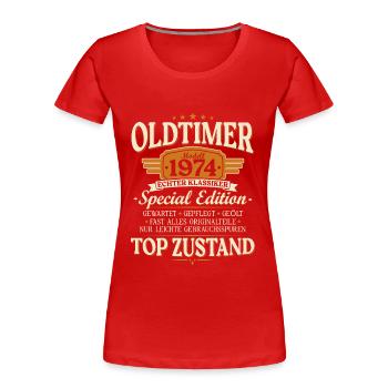 Vintage 1974 Vintage né cadeau d’anniversaire - T-shirt bio Premium Femme - rouge - Devant - Mia (176cm)