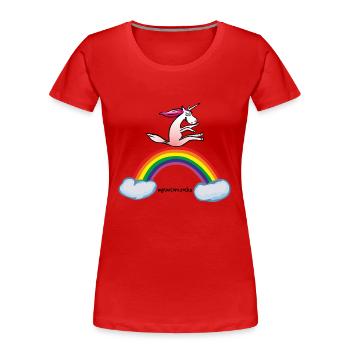 Unicorn on rainbow - T-shirt bio Premium Femme - rouge - Devant - Mia (176cm)