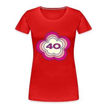 40. 40 ANS. 40e ANNIVERSAIRE. ANNIVERSAIRE 40 ANS. - T-shirt bio Premium Femme - rouge - Devant - Mia (176cm)