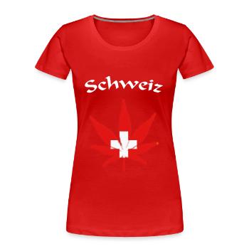 Schweiz Weed Ganja Swiss - Frauen Premium Bio T-Shirt - Rot - Vorne - Mia (176cm)