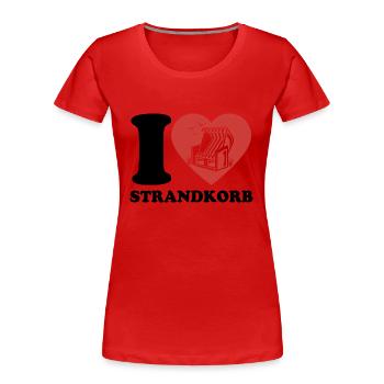 I Love Chaise de plage - Coeur - Hobby - T-shirt bio Premium Femme - rouge - Devant - Mia (176cm)