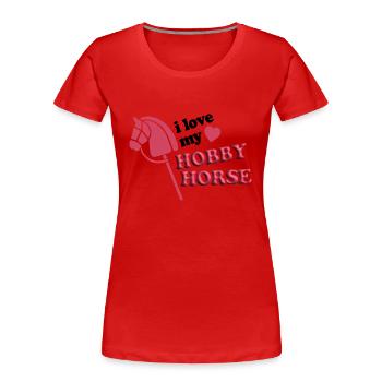 I Love Hobby Horse - Herz - Hobby - 3D Geschenk - Frauen Premium Bio T-Shirt - Rot - Vorne - Mia (176cm)