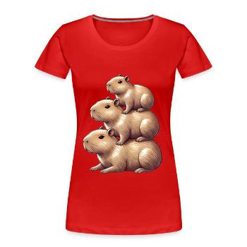 Capybaras empilés mignon conception d’animaux - T-shirt bio Premium Femme - rouge - Devant - Mia (176cm)