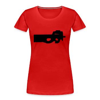 gun rifle pistol weapon military m16 - Frauen Premium Bio T-Shirt - Rot - Vorne - Mia (176cm)