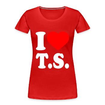 I love ts - T-shirt bio Premium Femme - rouge - Devant - Mia (176cm)
