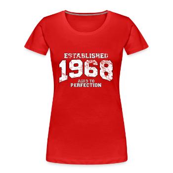 established 1968 - aged to perfection (de) - Frauen Premium Bio T-Shirt - Rot - Vorne - Mia (176cm)
